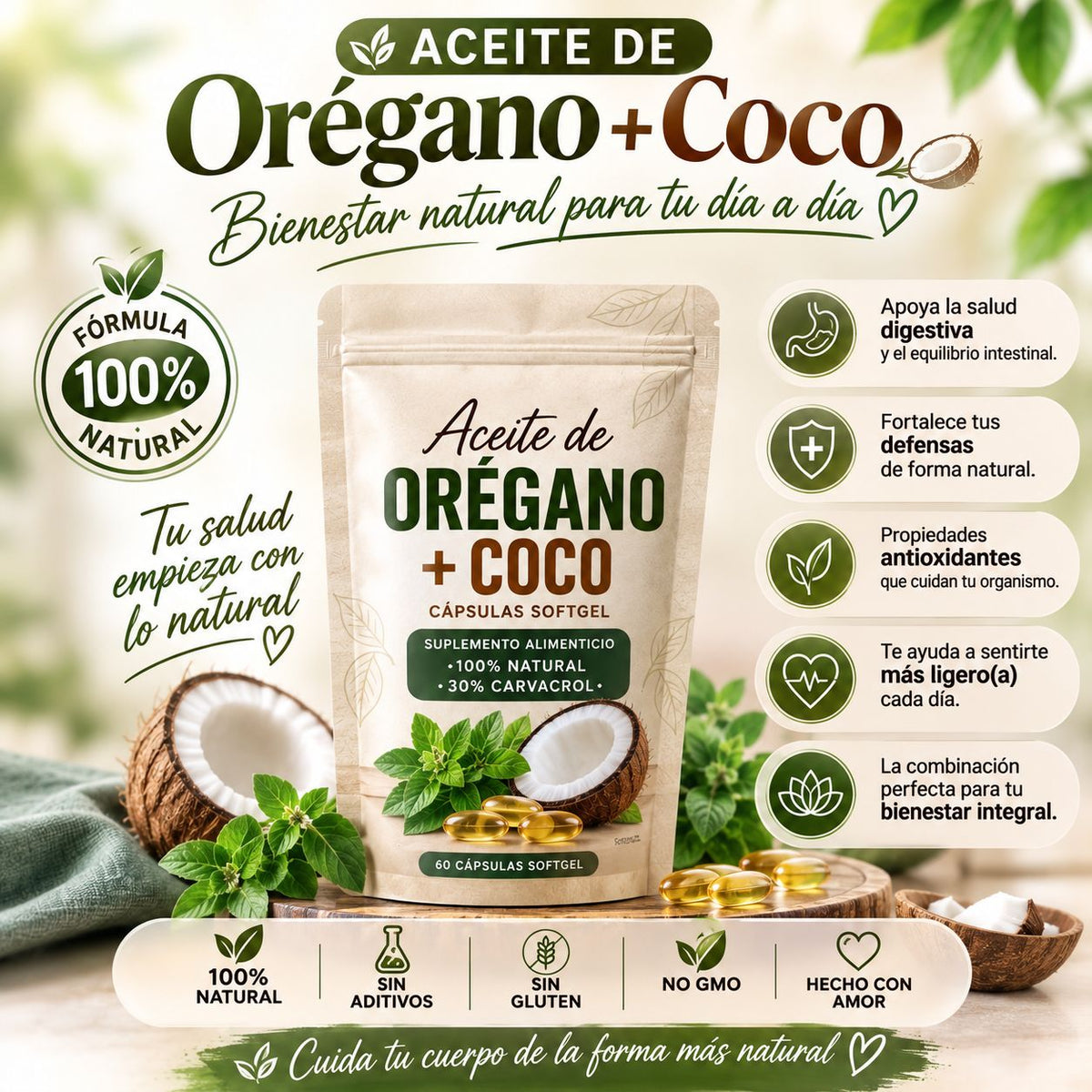 ACEITE DE ORÉGANO + COCO – Bienestar Natural en Cada Cápsula